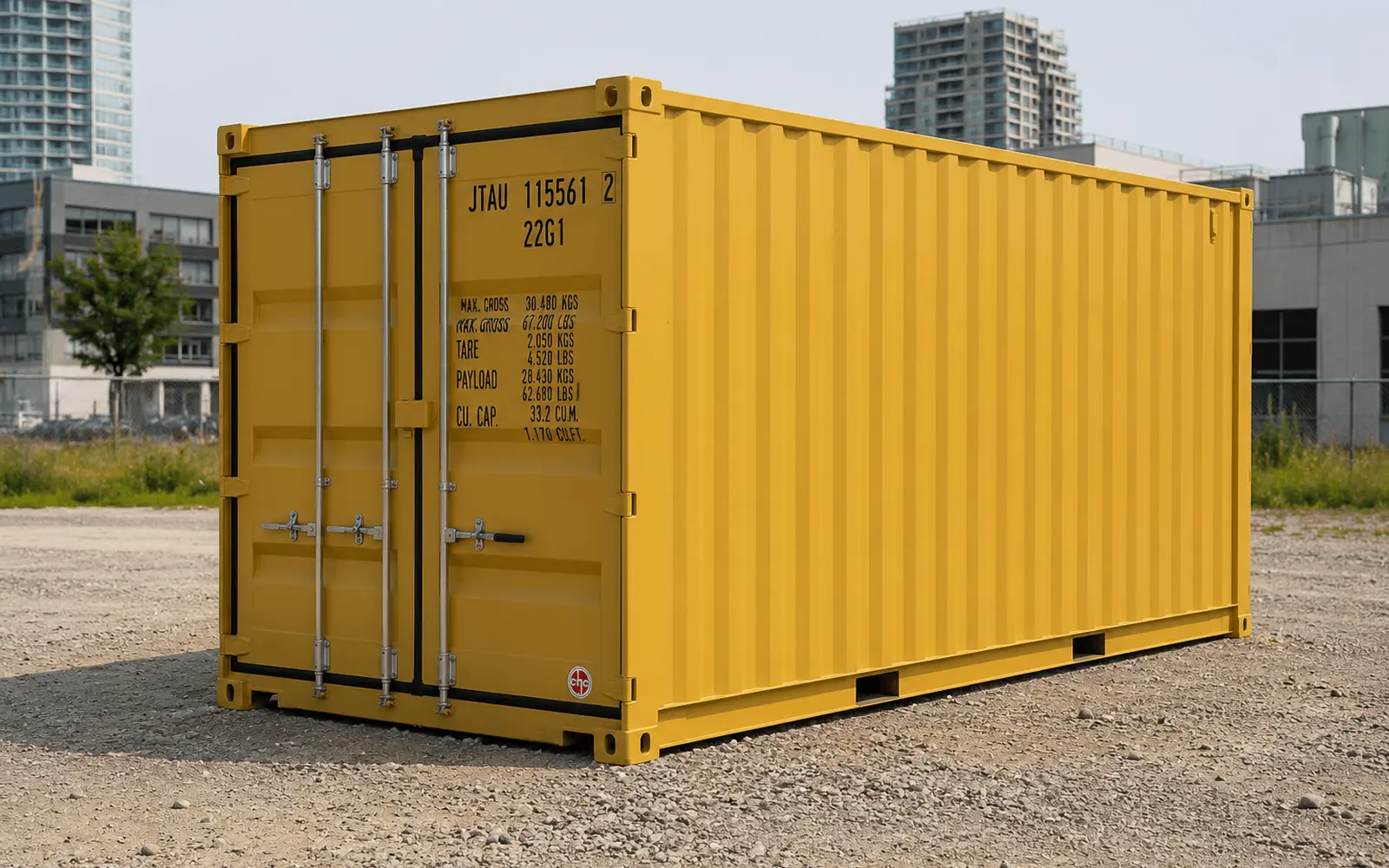 Exterior view of a 20FT shipping container available from WTR Structures